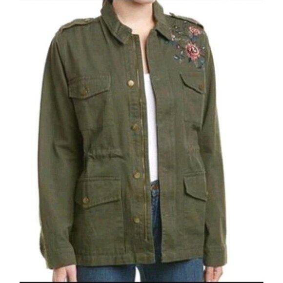 Velvet by Graham & Spencer Cotton  Embroidered Flower Jacket Green Size Small - Picture 1 of 6